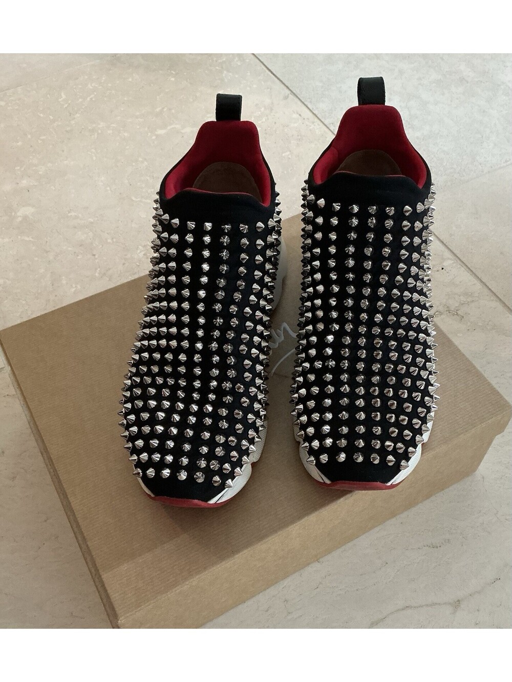 Size 8.5 Christian Louboutin Spike Sneakers Black